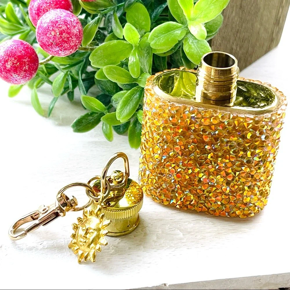 MINI FLASK crystal encrusted keyring IRIDESCENT keyfob CELESTIAL mini flask NEW - Picture 6 of 11